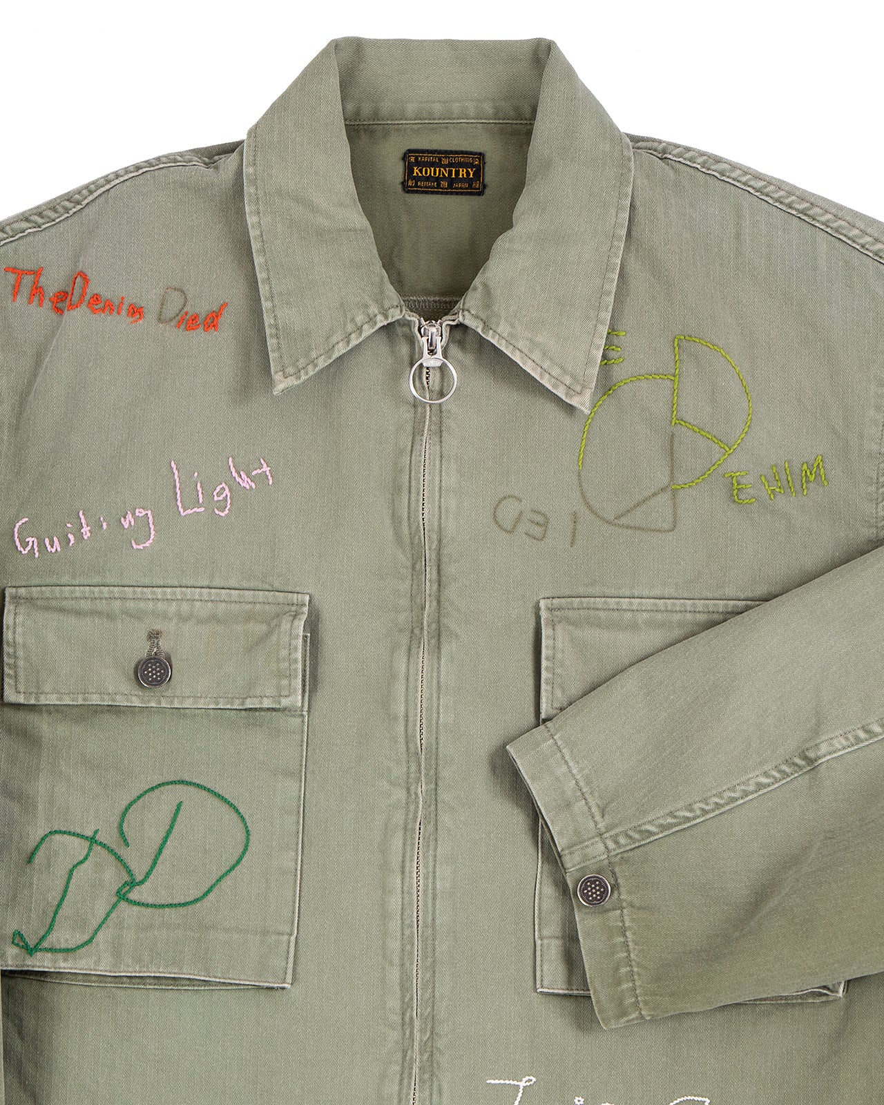 Kapital Herringbone Hunter Drizzler Jacket, Memorial Embroidery - Image 5