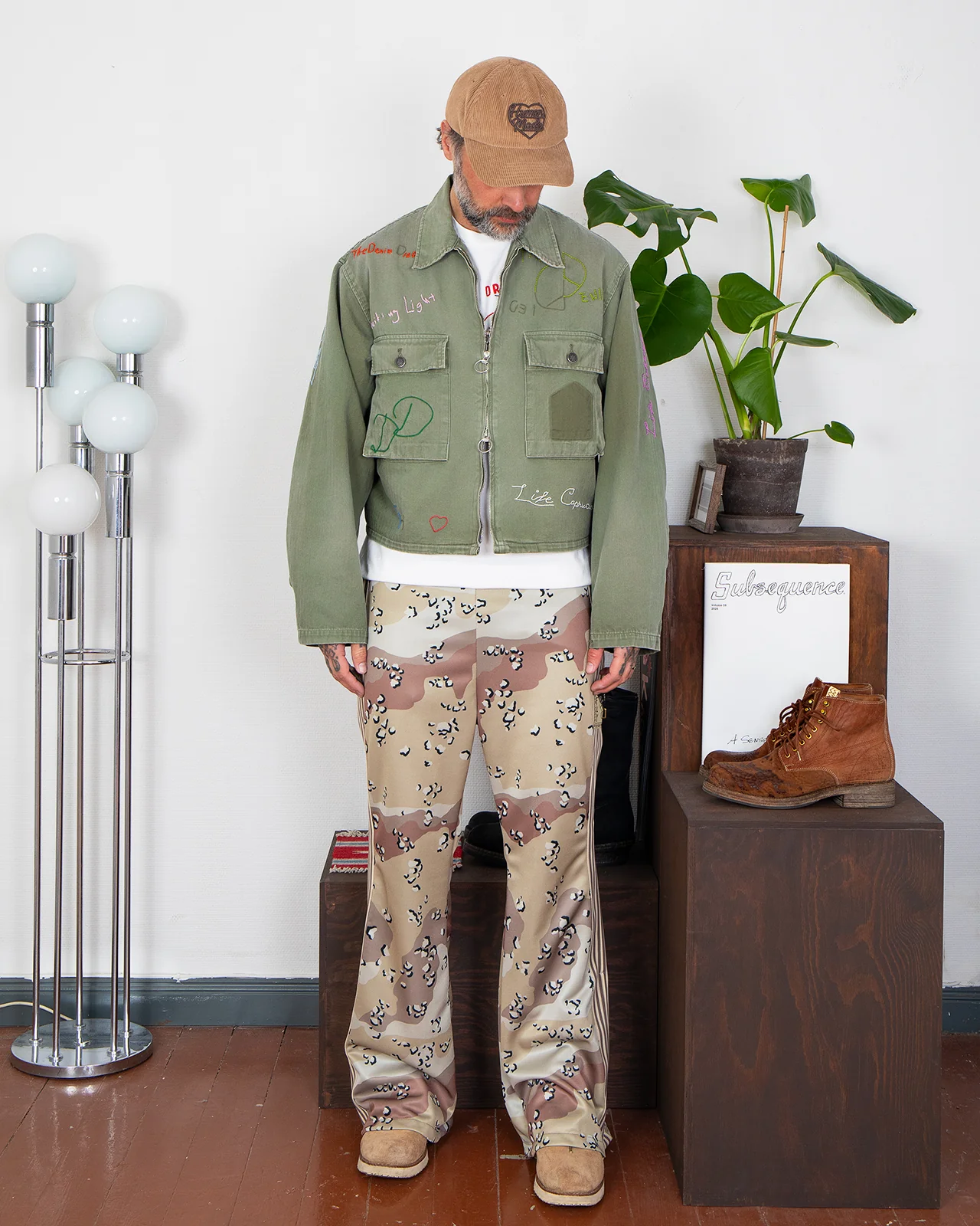 Kapital Herringbone Hunter Drizzler Jacket, Memorial Embroidery - Image 7