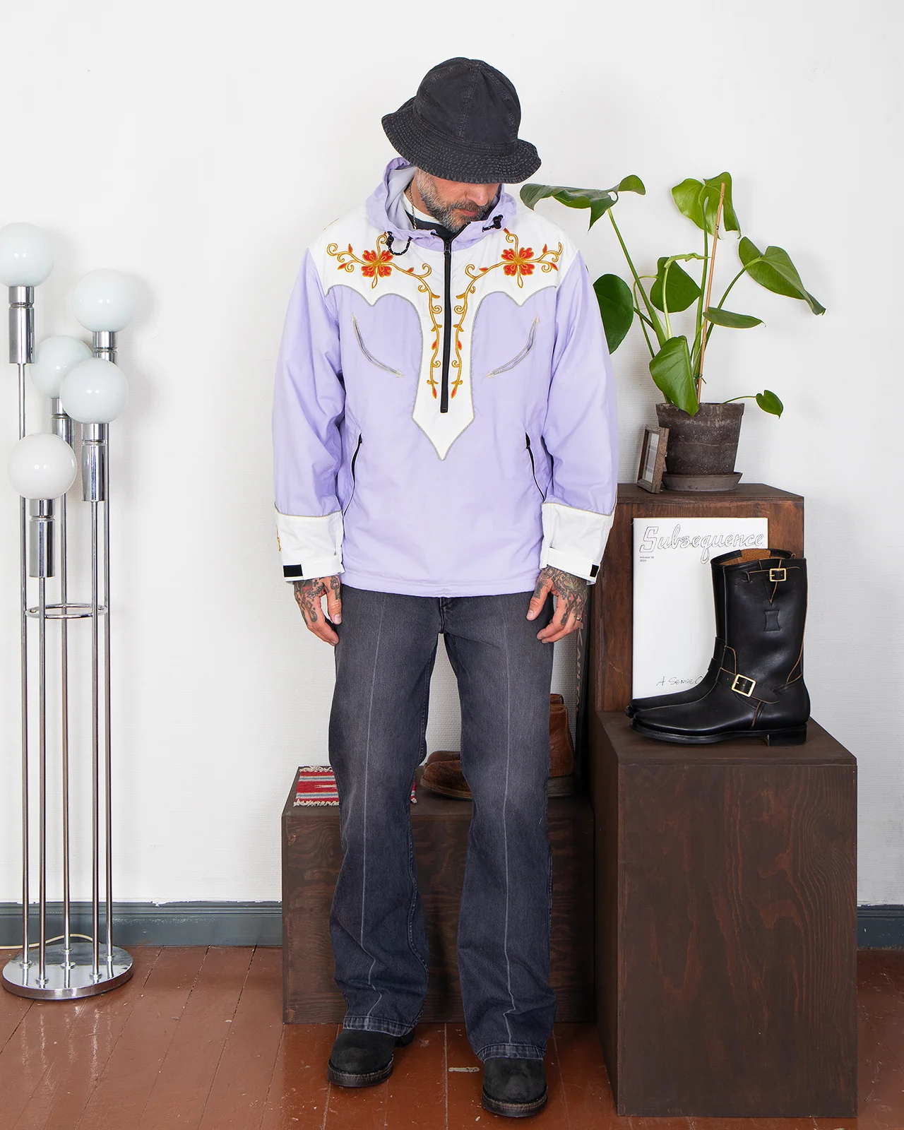 Kapital Nylon Taffta 2tones Tennessee Cactus Flower Parka, Purple - Image 2