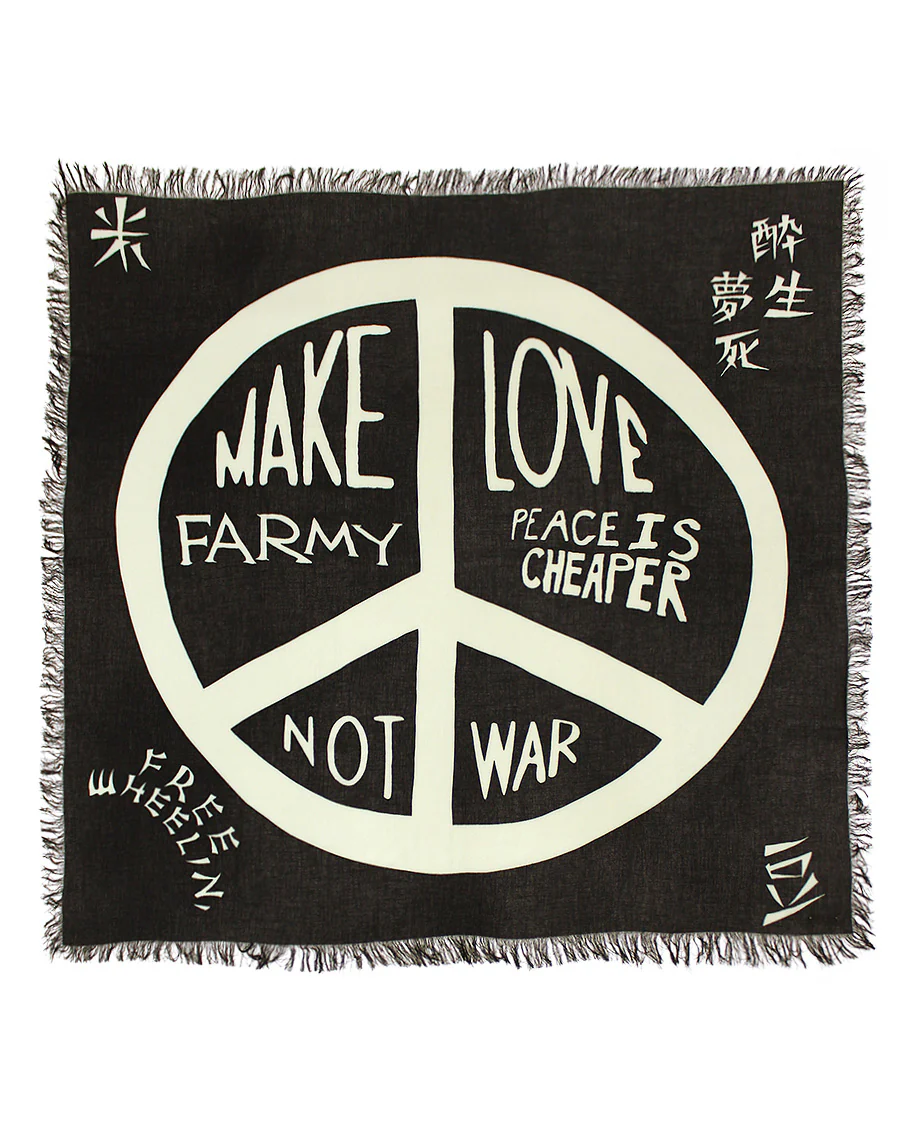Kapital Rayon Fringed Square Stole (Giant Peace)