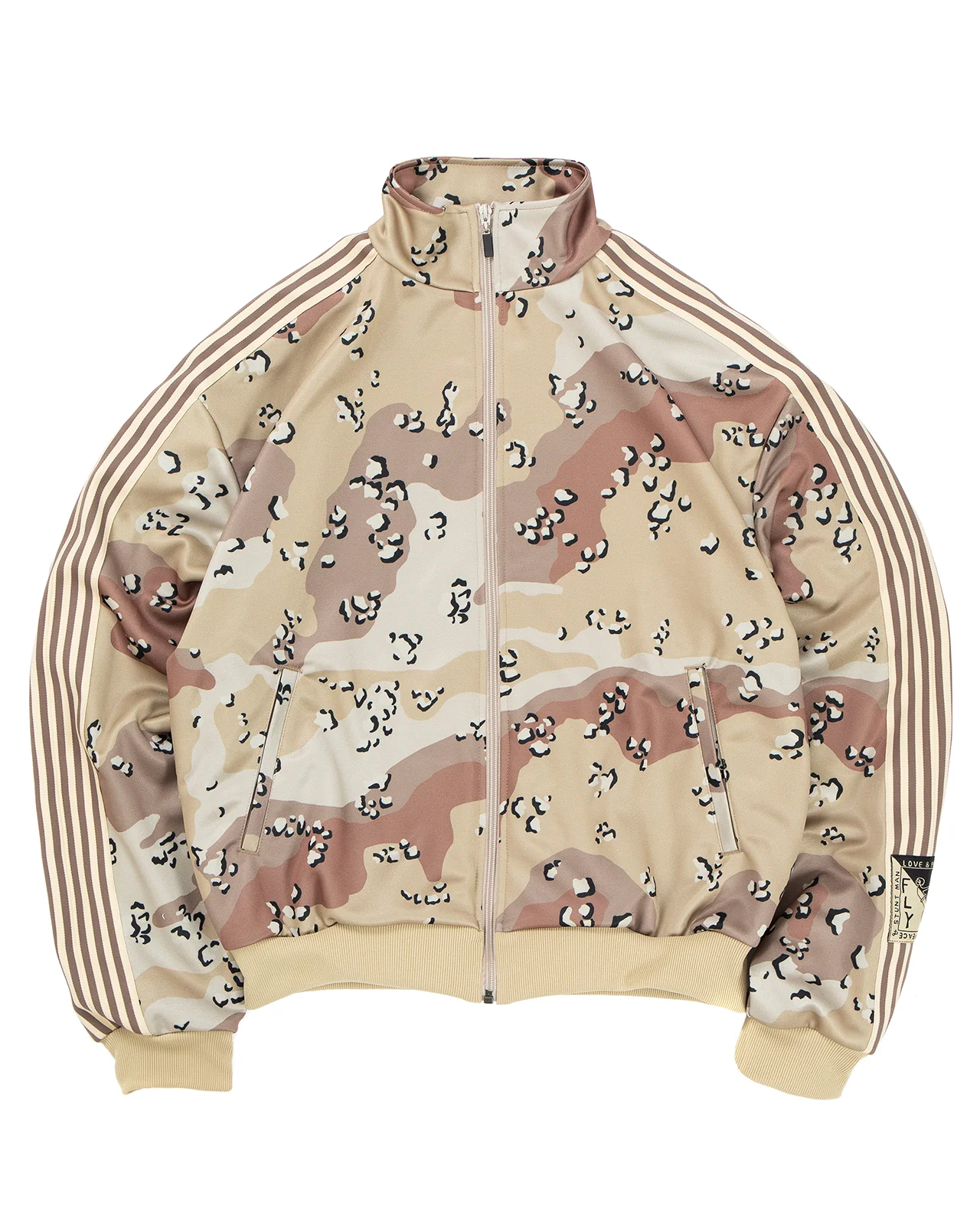 Kapital Smooth Jersey Choco-Chip Camo Track Jacket, Beige