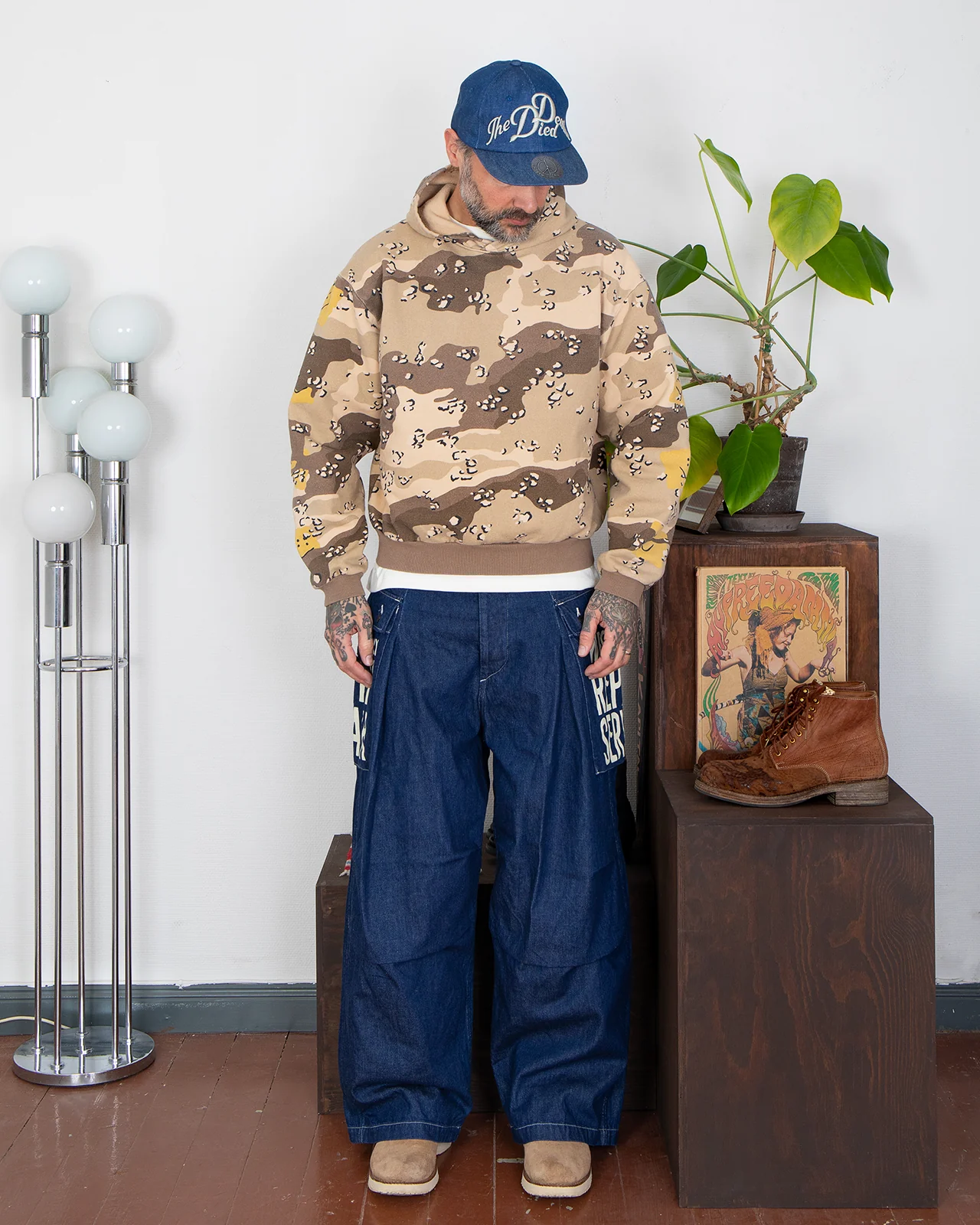 Kapital Sweat Knit Peckish Choco-Chip Camo Hoodie - Image 5