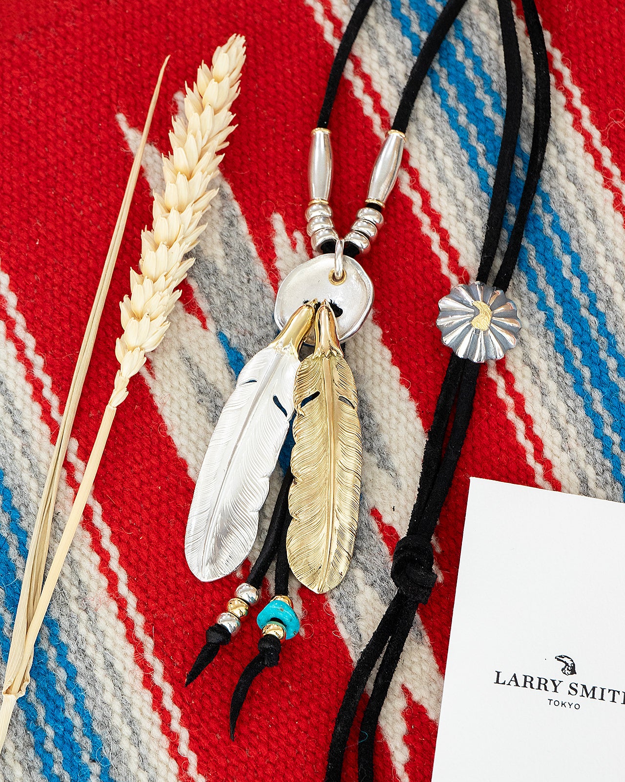 Larry Smith 18K Double Feather Necklace Combination - Image 3