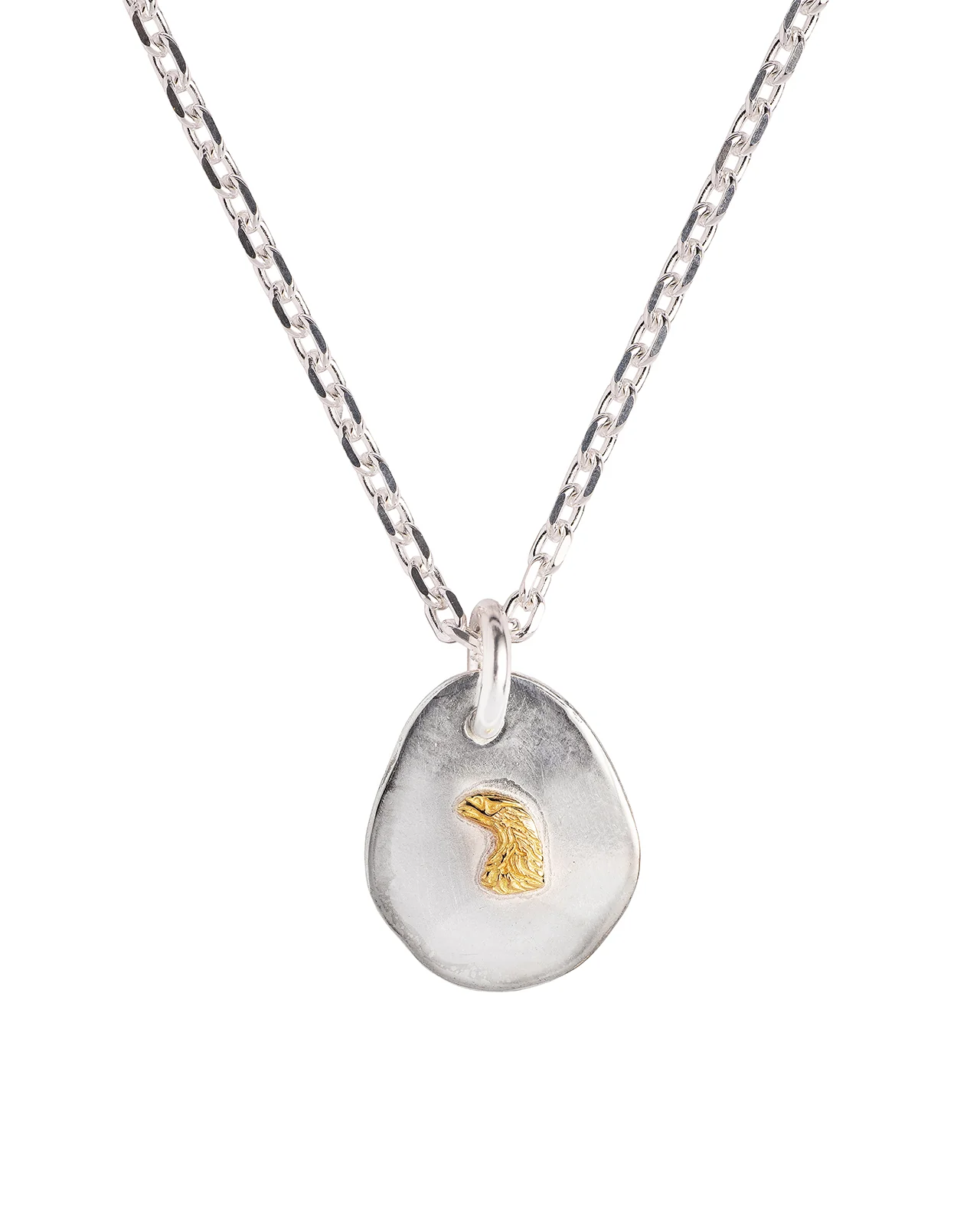 Larry Smith Eagle Head Pendant, 18K Gold Accent