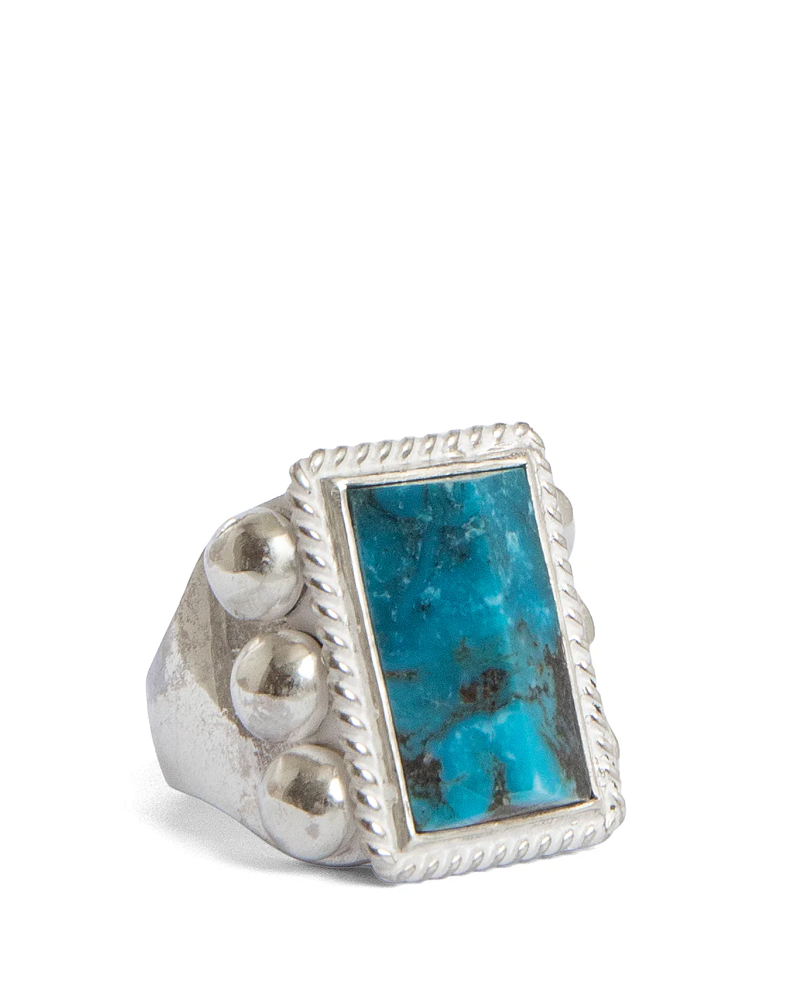 Larry Smith 6 Point Pyramid High Dome Turquoise Ring