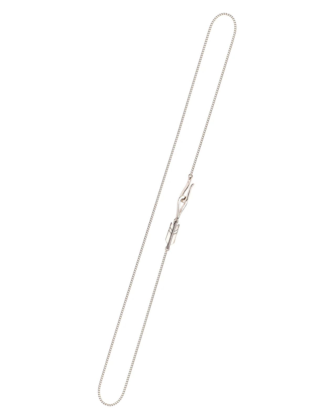 Larry Smith Skinny Silver Curb Chain, Arrow, 60cm