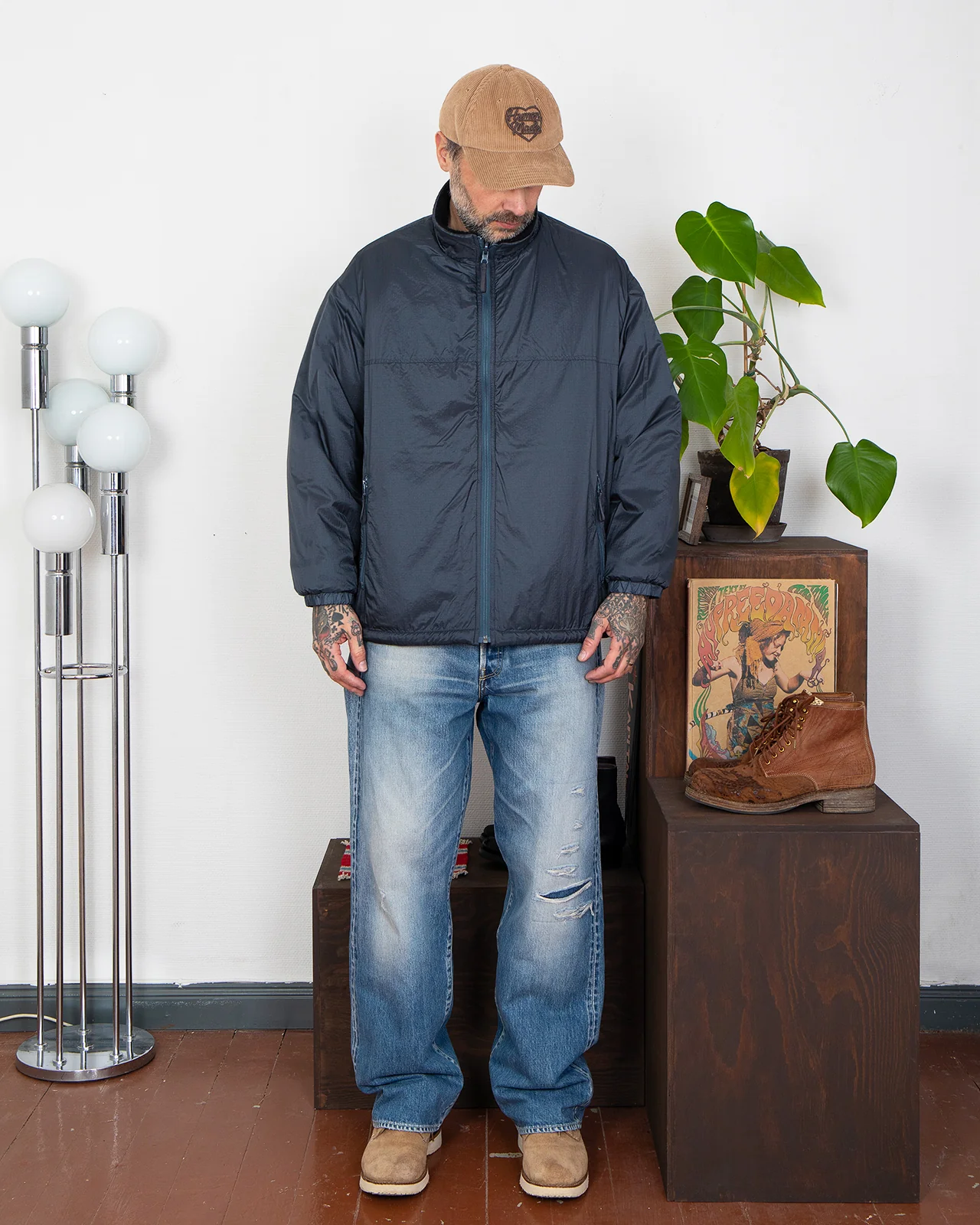 Porter Classic Fleece Liner Nylon Zip-Up Jacket, Black - Image 7