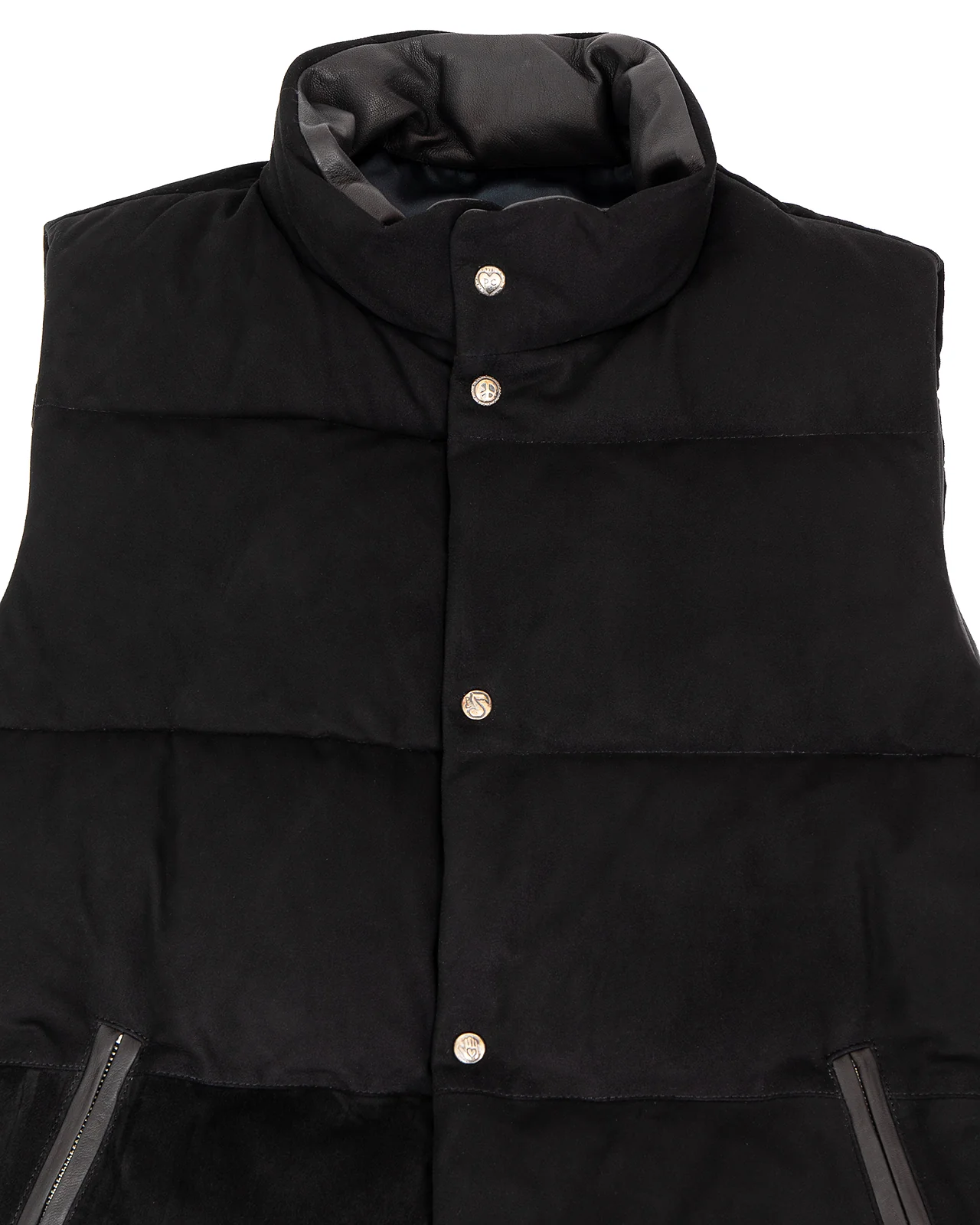 Porter Classic Leather Suede Down Vest, Black - Image 4