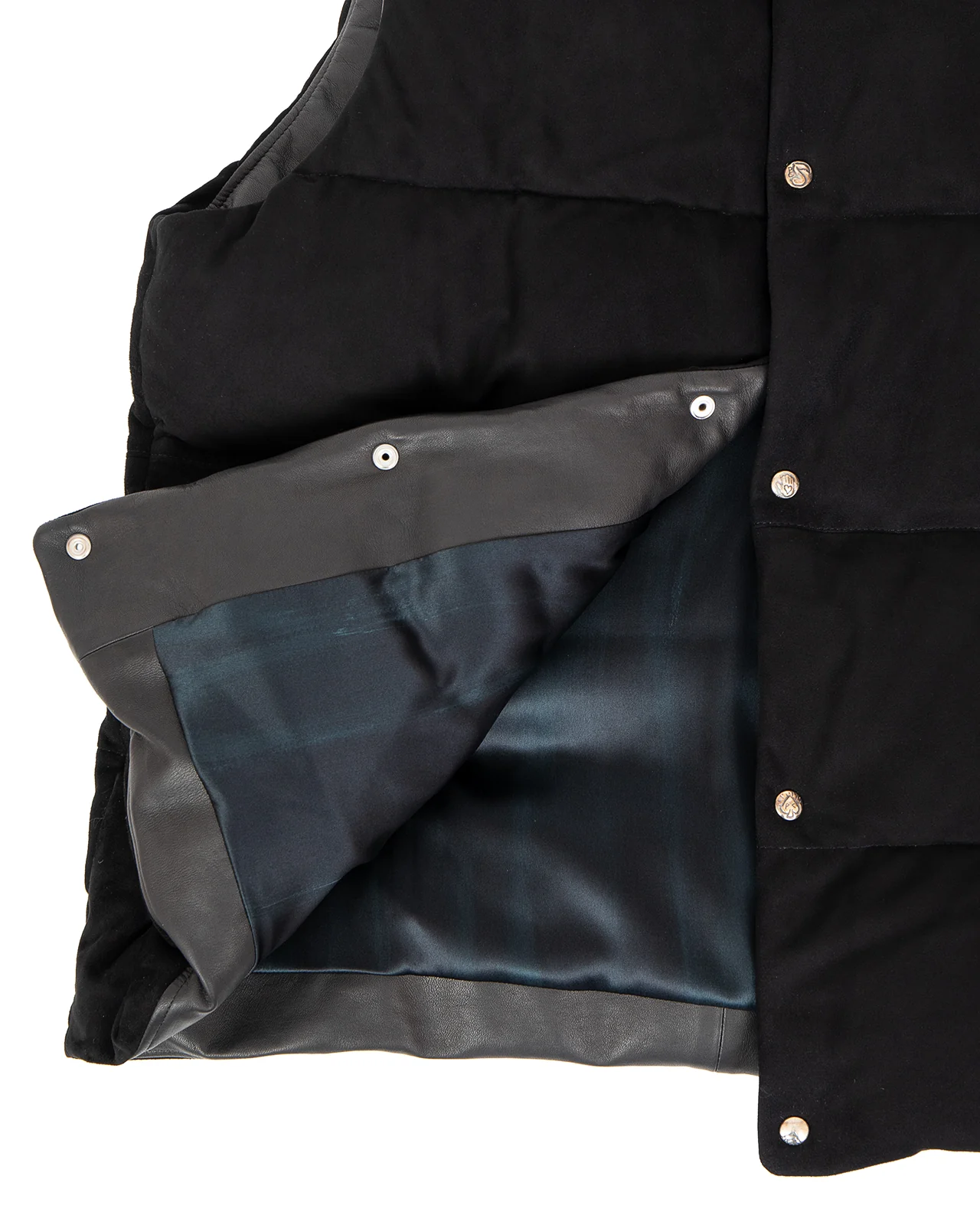 Porter Classic Leather Suede Down Vest, Black - Image 5