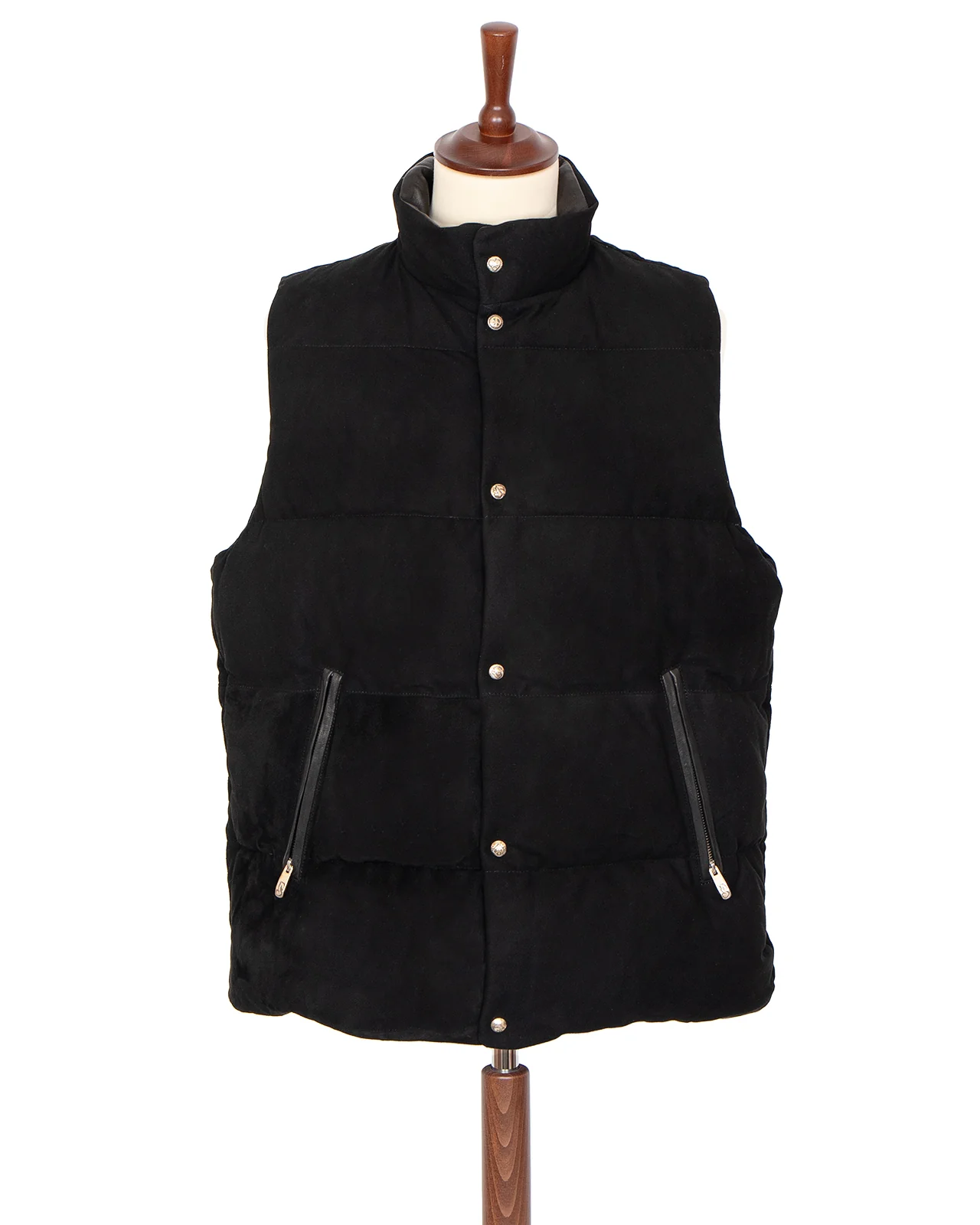 Porter Classic Leather Suede Down Vest, Black - Image 6