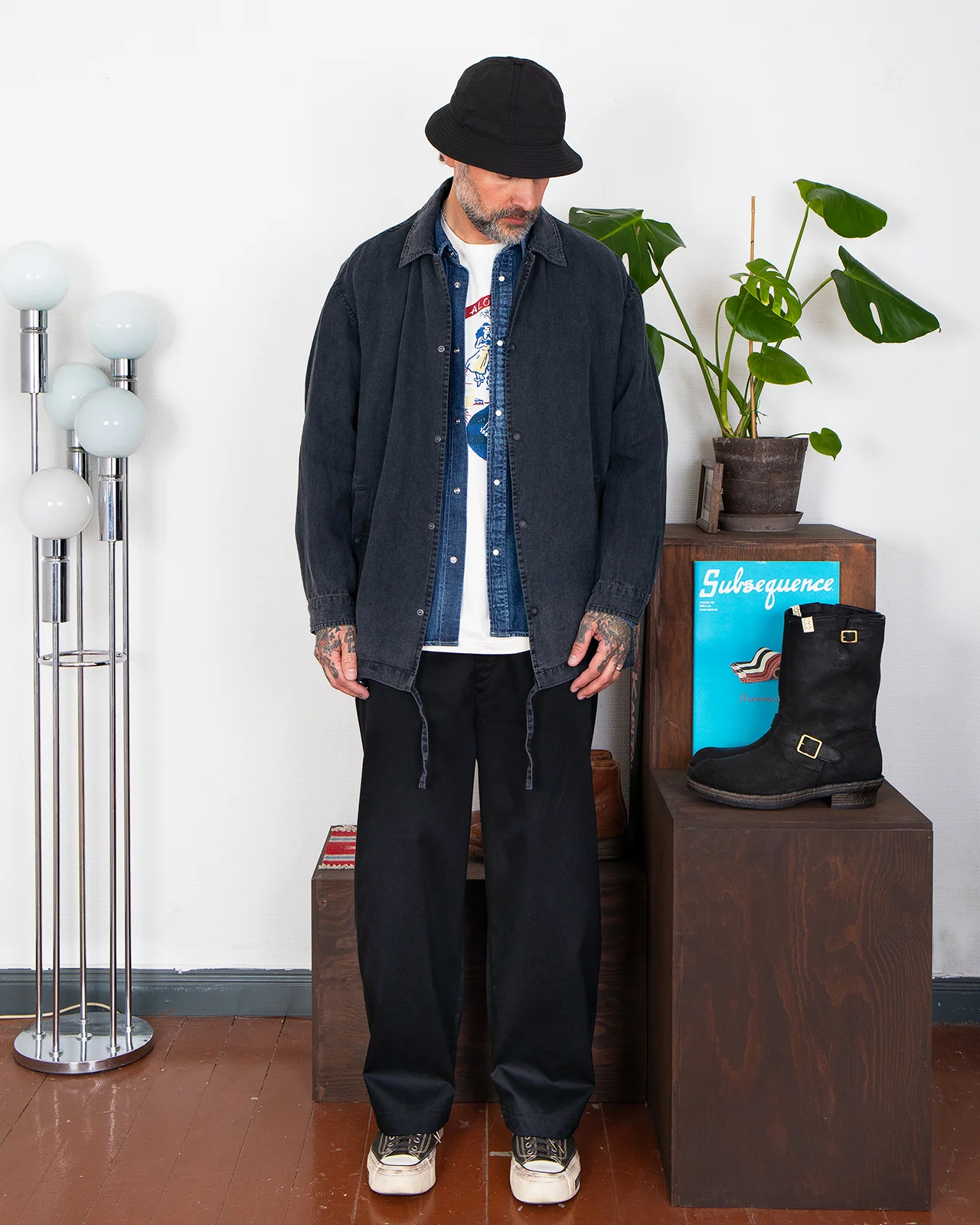 Porter Classic Linen Coach Jacket, Black - Image 2