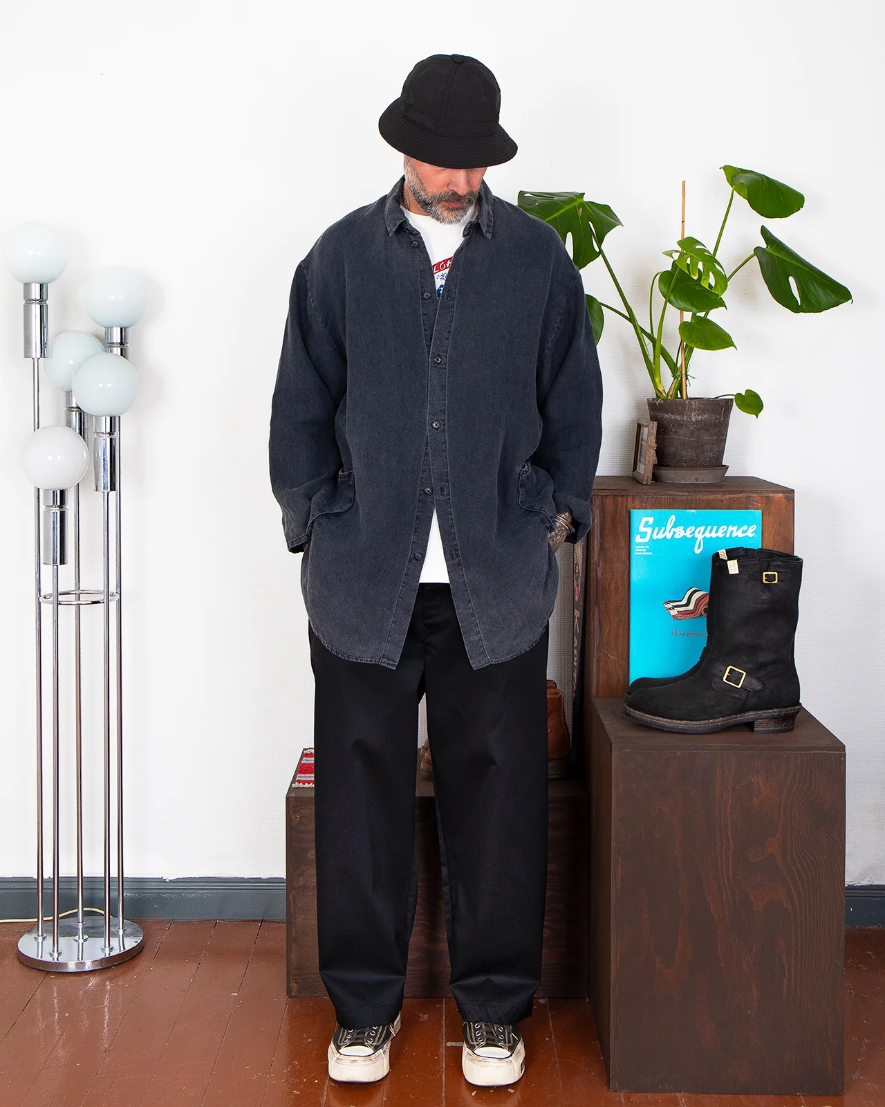 Porter Classic Linen Shirt Jacket, Black - Image 2