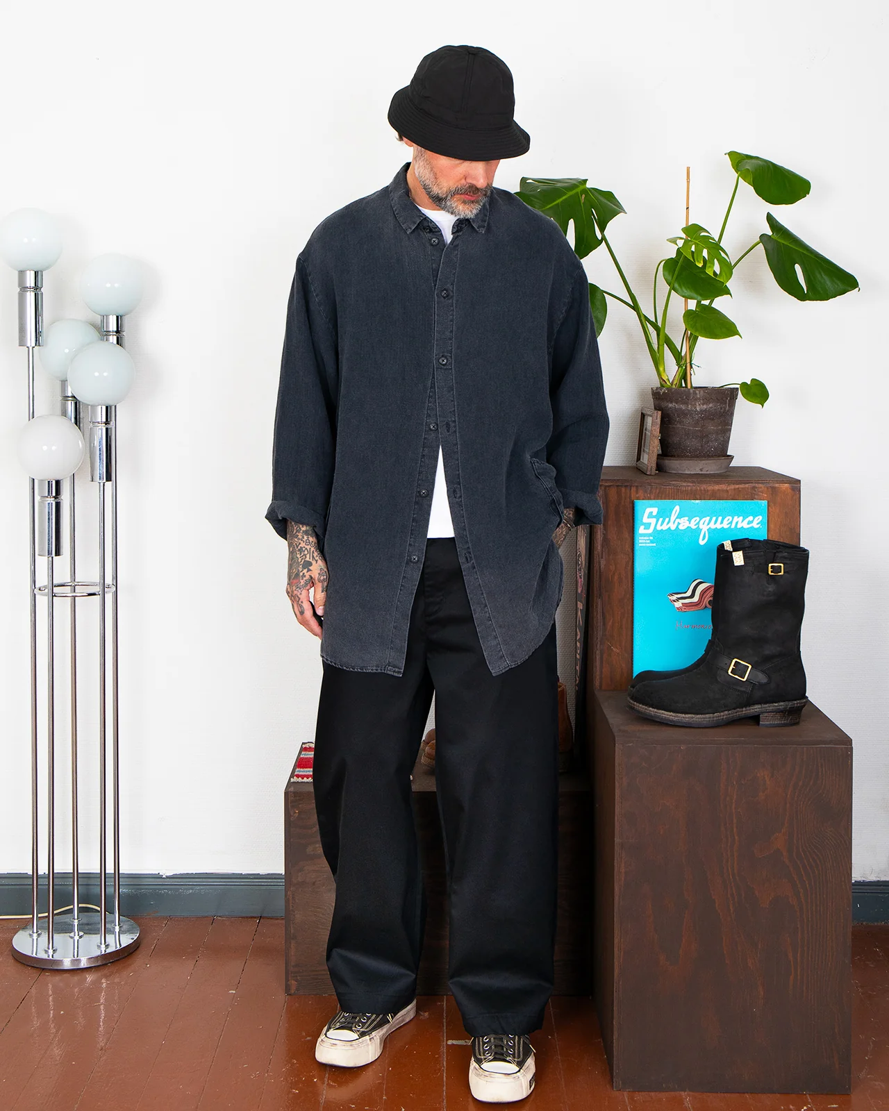 Porter Classic Summer Chinos Gene Kelly Pants, Black - Image 2
