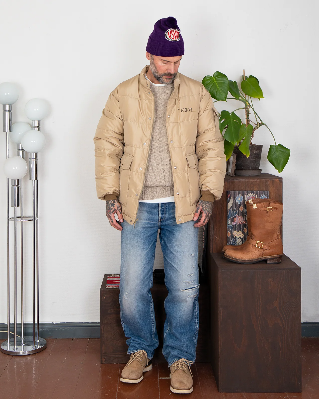 Visvim Elias Down Jacket, Beige - Image 7