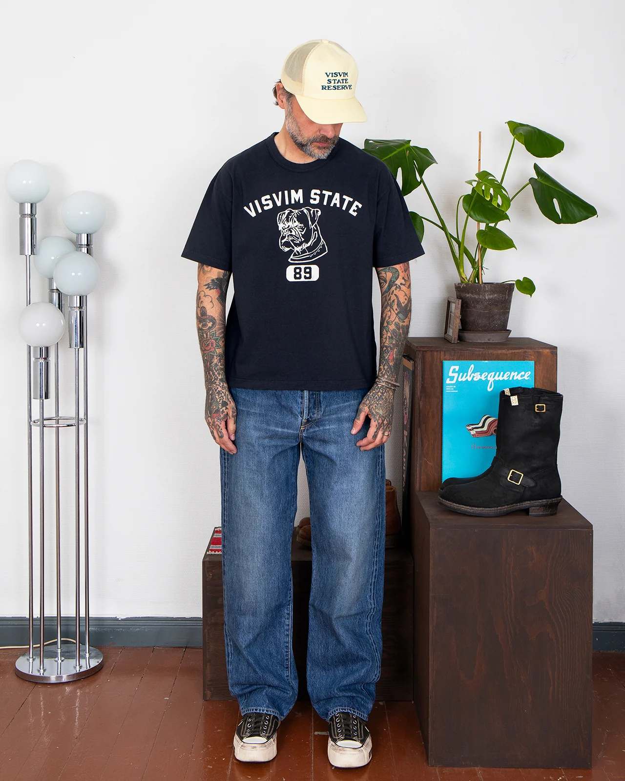 Visvim Jumbo Tee S/S 89 DMGD, Black - Image 2